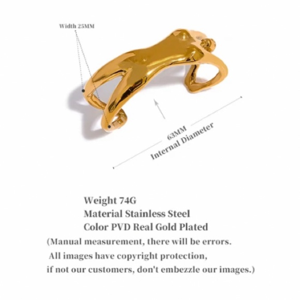 Stainless Steel Gold Body Figure Bangle Bracelet Statement Tarnish Free - Picture 13 of 14